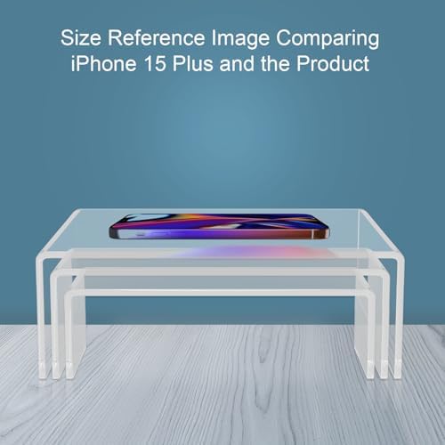 6 Pack Acrylic Display Risers, 3 Sizes Clear Product Stand, Jewelry Display Riser Shelf Showcase Fixtures For, alternate view