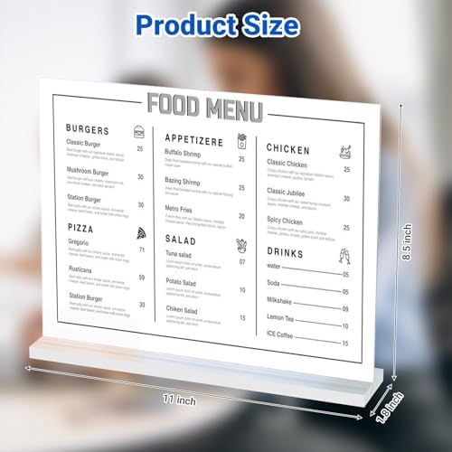 6 Pack Acrylic Sign Holder 11 x 8.5 Horizontal, Double-Sided Clear Sign Holder Plastic Stands for Display, T, alternate view