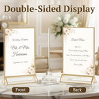 6 Pack Acrylic Sign Holder 4 x 6, Double Sided Gold Picture Frame Stand up Table Top Sign Holders, Clear Display, alternate