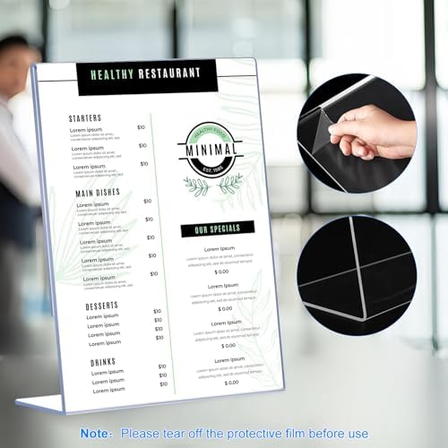 6 Pack Acrylic Sign Holder 8.5 x 11, Clear Plastic Display Stands for Tabletop, L-Shape Acrylic Stands for, alternate view 3