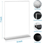 6 Pack Acrylic Sign Holders - 5 x 7, Double-Sided Stand Up Table Top Sign Holders, Clear Acrylic Picture Frame, alternate