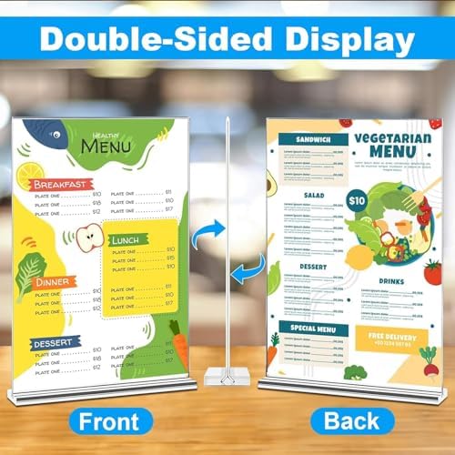 6 Pack Acrylic Sign Holders - 5 x 7, Double-Sided Stand Up Table Top Sign Holders, Clear Acrylic Picture Frame, alternate