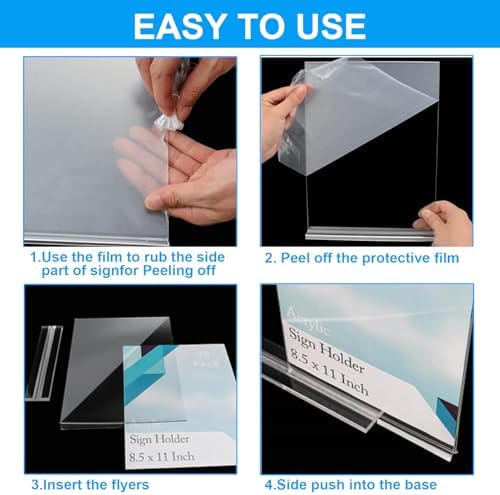 6 Pack Acrylic Sign Holders - 8.5 x 11, Double-Sided Stand Up Table Top Sign Holders, Clear Acrylic Picture, alternate view 5