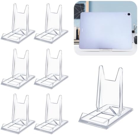6 Pack Adjustable Acrylic Book Stand for Display, 4.2in H