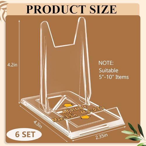 6 Pack Adjustable Acrylic Book Stand for Display, 4.2in H, alternate view 3