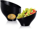 6 Pack Angled Candy Bowls - Black Plastic bowls 20 Oz - Premium Plastic Serving Bowls Heavy Duty For Weddings