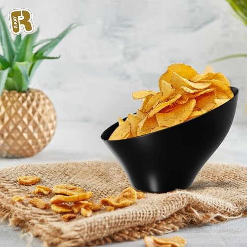 6 Pack Angled Candy Bowls - Black Plastic bowls 20 Oz - Premium Plastic Serving Bowls Heavy Duty For Weddings, alternate view