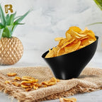 6 Pack Angled Candy Bowls - Black Plastic bowls 20 Oz - Premium Plastic Serving Bowls Heavy Duty For Weddings, alternate view