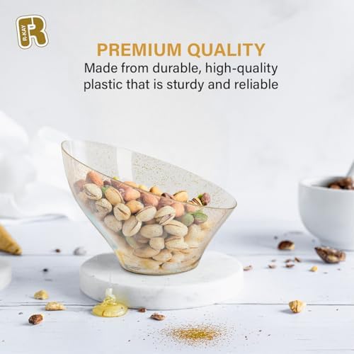 6 Pack Angled Candy Bowls - Clear Plastic bowls - Premium Plastic Serving Bowls Heavy Duty For Weddings, alternate view 3