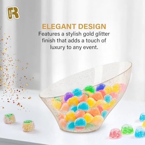 6 Pack Angled Candy Bowls - Clear Plastic bowls - Premium Plastic Serving Bowls Heavy Duty For Weddings, alternate view 4