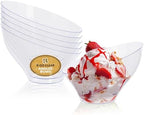 6 Pack Angled Clear Serving Bowls - Small Plastic bowls 6 oz - Premium Plastic Serving Bowls Heavy Duty For