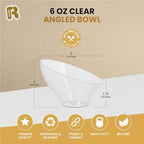 6 Pack Angled Clear Serving Bowls - Small Plastic bowls 6 oz - Premium Plastic Serving Bowls Heavy Duty For, alternate view 3