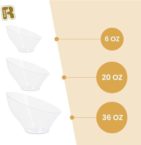 6 Pack Angled Clear Serving Bowls - Small Plastic bowls 6 oz - Premium Plastic Serving Bowls Heavy Duty For, alternate view 6