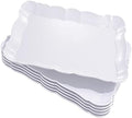 6 Pack Appetizer Serving Tray, Rectangle White Plastic Serving Platters, 15" x 10" Heavy Duty Serving Platters