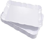6 Pack Appetizer Serving Tray, Rectangle White Plastic Serving Platters, 15" x 10" Heavy Duty Serving Platters