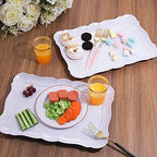 6 Pack Appetizer Serving Tray, Rectangle White Plastic Serving Platters, 15" x 10" Heavy Duty Serving Platters, alternate
