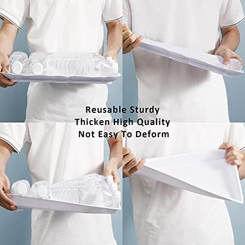6 Pack Appetizer Serving Tray, Rectangle White Plastic Serving Platters, 15" x 10" Heavy Duty Serving Platters, alternate