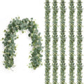 6 Pack Artificial Eucalyptus Garland 6.2 Long Faux Silk Leaf Eucalyptus Leaves Vines Greenery Garland with White