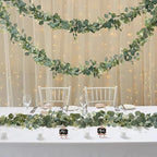 6 Pack Artificial Eucalyptus Garland 6.2 Long Faux Silk Leaf Eucalyptus Leaves Vines Greenery Garland with White, alternate