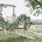 6 Pack Artificial Eucalyptus Garland 6.2 Long Faux Silk Leaf Eucalyptus Leaves Vines Greenery Garland with White, alternate