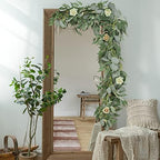 6 Pack Artificial Eucalyptus Garland with Willow Leaves Each 6.5 Feet Faux Greenery Garland for Wedding Arch, alternate view