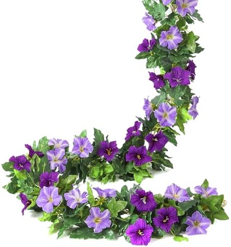 6 Pack Artificial Flower Garlands 15.8FT Fake Morning Glory Vines Silk Flowers Hanging Garland Ivy for Wedding
