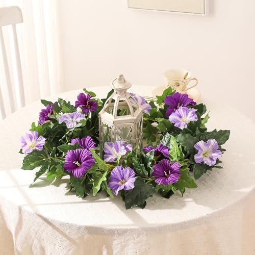 6 Pack Artificial Flower Garlands 15.8FT Fake Morning Glory Vines Silk Flowers Hanging Garland Ivy for Wedding, alternate