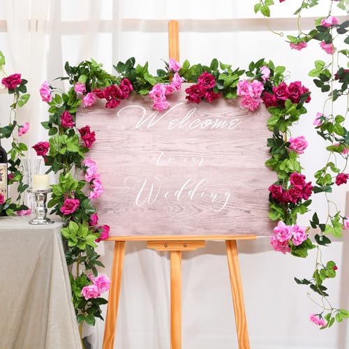 6 Pack Artificial Flower Garlands 15.8FT Fake Rose Vines Silk Flowers Hanging Rose Ivy for Wedding Arch Party, alternate view