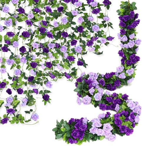 6 Pack Artificial Flower Garlands 7.9FT Fake Rose Vines Silk Flowers Hanging Rose Ivy for Wedding Arch Party