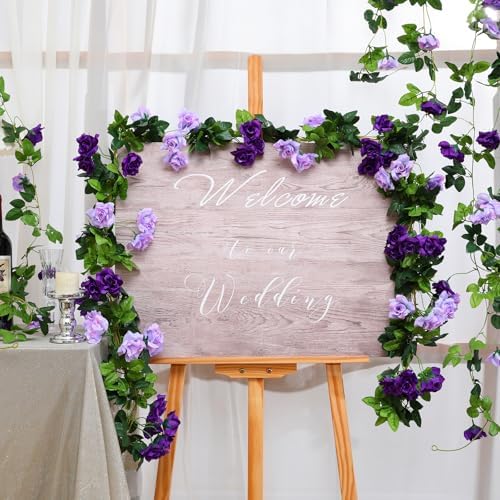 6 Pack Artificial Flower Garlands 7.9FT Fake Rose Vines Silk Flowers Hanging Rose Ivy for Wedding Arch Party, alternate view