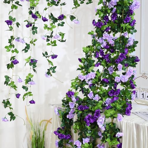 6 Pack Artificial Flower Garlands 7.9FT Fake Rose Vines Silk Flowers Hanging Rose Ivy for Wedding Arch Party, alternate view