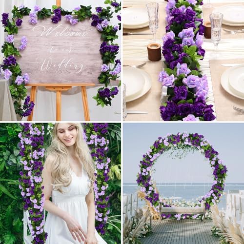 6 Pack Artificial Flower Garlands 7.9FT Fake Rose Vines Silk Flowers Hanging Rose Ivy for Wedding Arch Party, alternate view