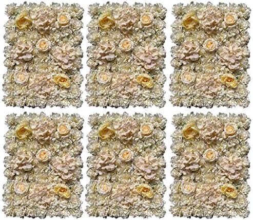 6 Pack Artificial Flower Wall Panels 24" x 16" Flower Wall Panel Wall Backdrop Faux Hydrangea and Rose Flower