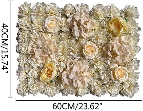6 Pack Artificial Flower Wall Panels 24" x 16" Flower Wall Panel Wall Backdrop Faux Hydrangea and Rose Flower, alternate view