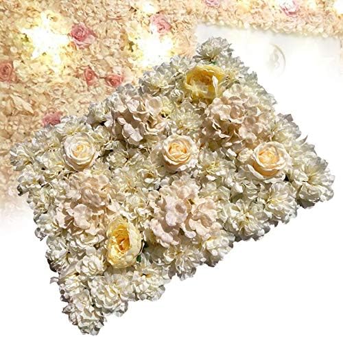6 Pack Artificial Flower Wall Panels 24" x 16" Flower Wall Panel Wall Backdrop Faux Hydrangea and Rose Flower, alternate view
