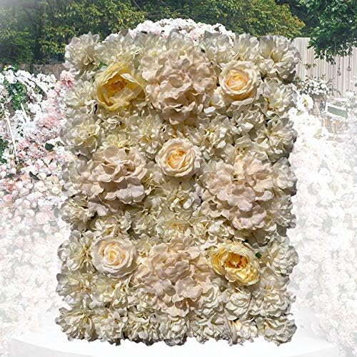 6 Pack Artificial Flower Wall Panels 24" x 16" Flower Wall Panel Wall Backdrop Faux Hydrangea and Rose Flower, alternate view