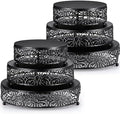 6 Pack Black Cake Stand Set Round Wedding Cake Stand 8" 10" 12" Decorative Metal Dessert Table Display Set