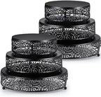 6 Pack Black Cake Stand Set Round Wedding Cake Stand 8" 10" 12" Decorative Metal Dessert Table Display Set
