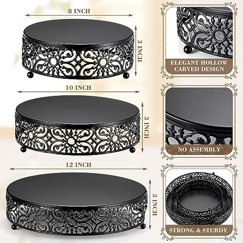 6 Pack Black Cake Stand Set Round Wedding Cake Stand 8" 10" 12" Decorative Metal Dessert Table Display Set, alternate view 3
