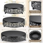 6 Pack Black Cake Stand Set Round Wedding Cake Stand 8" 10" 12" Decorative Metal Dessert Table Display Set, alternate view 3