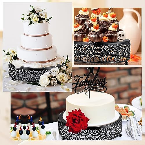 6 Pack Black Cake Stand Set Round Wedding Cake Stand 8" 10" 12" Decorative Metal Dessert Table Display Set, alternate view 4