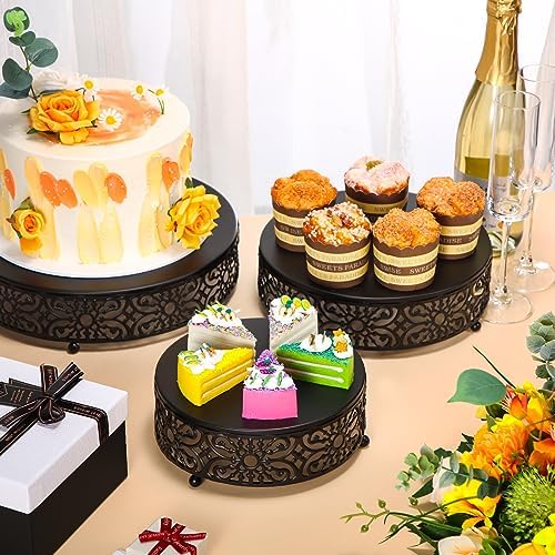 6 Pack Black Cake Stand Set Round Wedding Cake Stand 8" 10" 12" Decorative Metal Dessert Table Display Set, alternate view 6