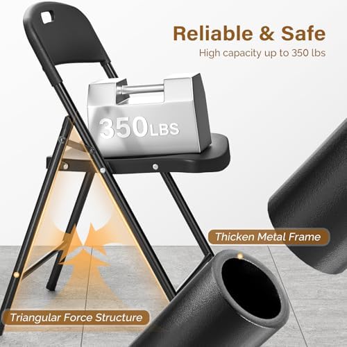 6-Pack Black Plastic Folding Chairs, Portable Seat with Sturdy Steel Frame for Indoor & Outdoor Use, Perfect for, alternate