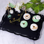 6 Pack Black Plastic Serving Trays, 15" x 10" Party Platters and Trays, Rectangle Black Plastic Serving Trays, alternate view