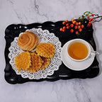 6 Pack Black Plastic Serving Trays, 15" x 10" Party Platters and Trays, Rectangle Black Plastic Serving Trays, alternate view