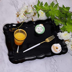 6 Pack Black Plastic Serving Trays, 15" x 10" Party Platters and Trays, Rectangle Black Plastic Serving Trays, alternate view