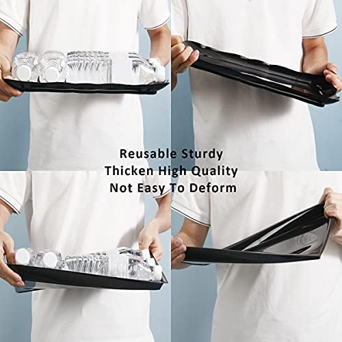 6 Pack Black Plastic Serving Trays, 15" x 10" Party Platters and Trays, Rectangle Black Plastic Serving Trays, alternate view