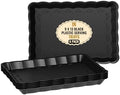 6 Pack Black Plastic Serving Trays - 9 x 13 Party Serving Trays and Platters - Black Serving Tray - Serving
