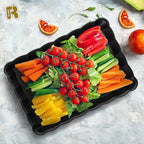 6 Pack Black Plastic Serving Trays - 9 x 13 Party Serving Trays and Platters - Black Serving Tray - Serving, alternate view 2