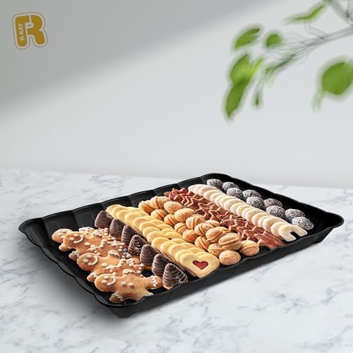 6 Pack Black Plastic Serving Trays - 9 x 13 Party Serving Trays and Platters - Black Serving Tray - Serving, alternate view 4